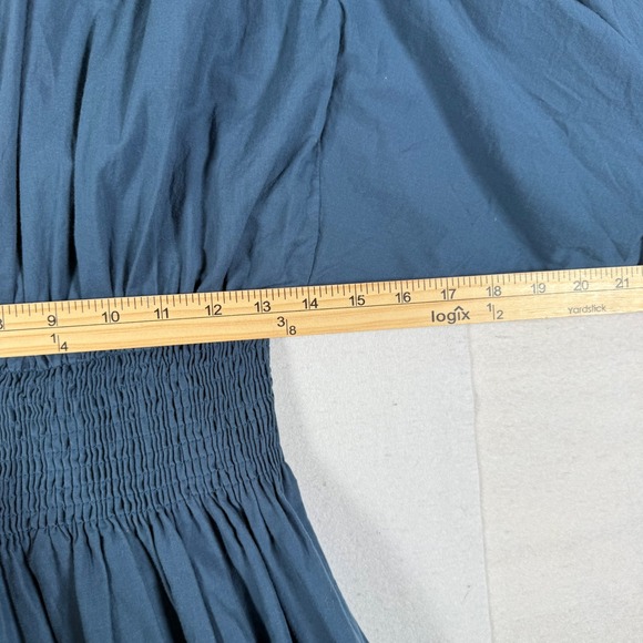 Pinch Women Blue Cotton Smocked Waist Puff Sleeve Mini Dress Size Small - Picture 5 of 8